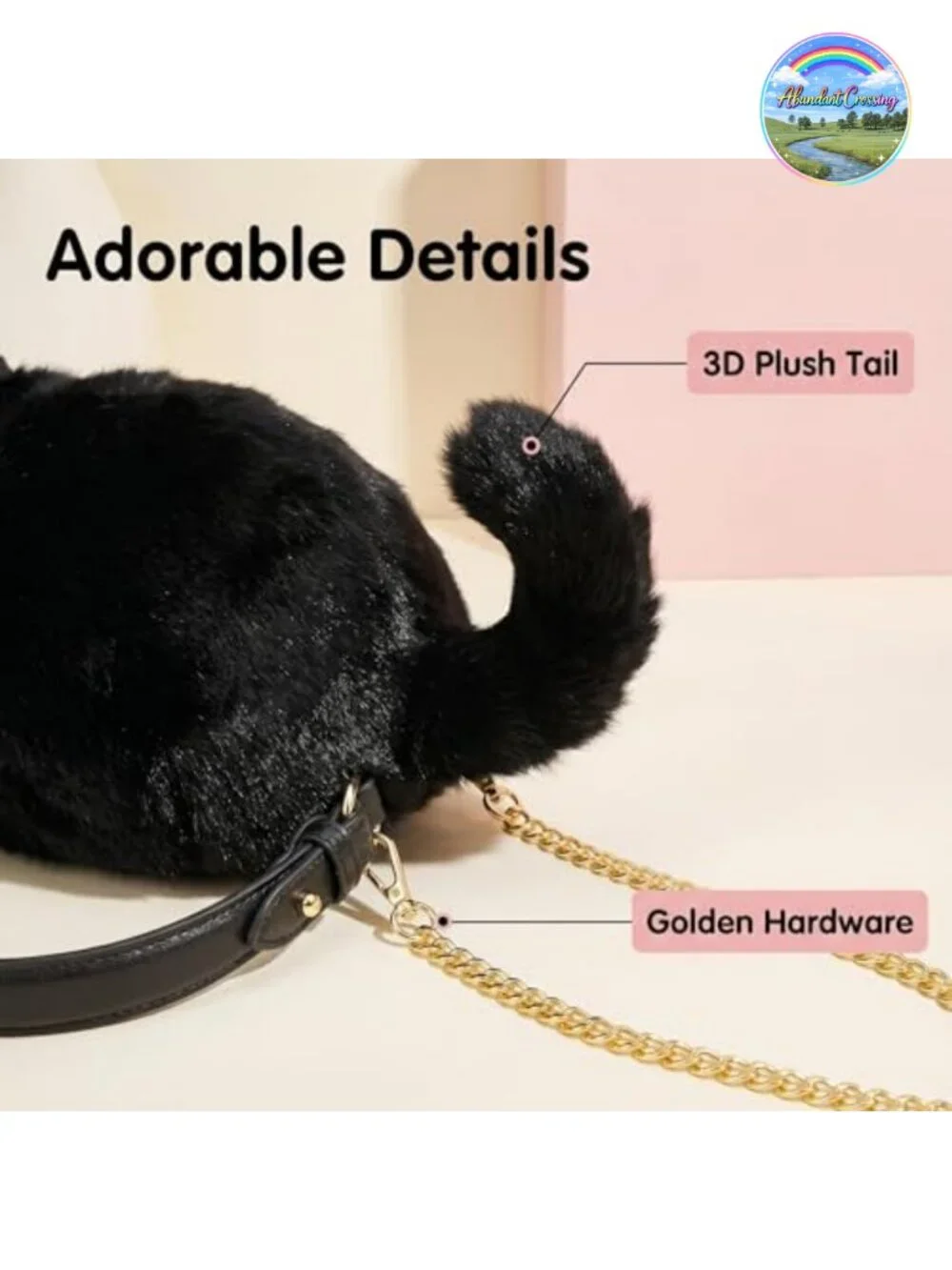Puffy Plush Cat Crossbody Handbag Hobo Women's Novelty Shoulder Bag